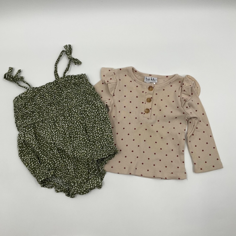 Girls 12M Boho Cottagecore Outfit Old Navy Romper Nicole Miller Top Forestcore
